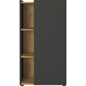 Germania Grafitově šedá kancelářská skříňka Austin 115 x 62 cm s dubovým dekorem