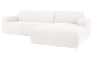 Bílá bouclé rohová pohovka Windsor & Co Lola 250 cm