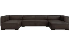 Grafitově šedá kožená rohová pohovka do "U" Windsor & Co Madame 375 cm
