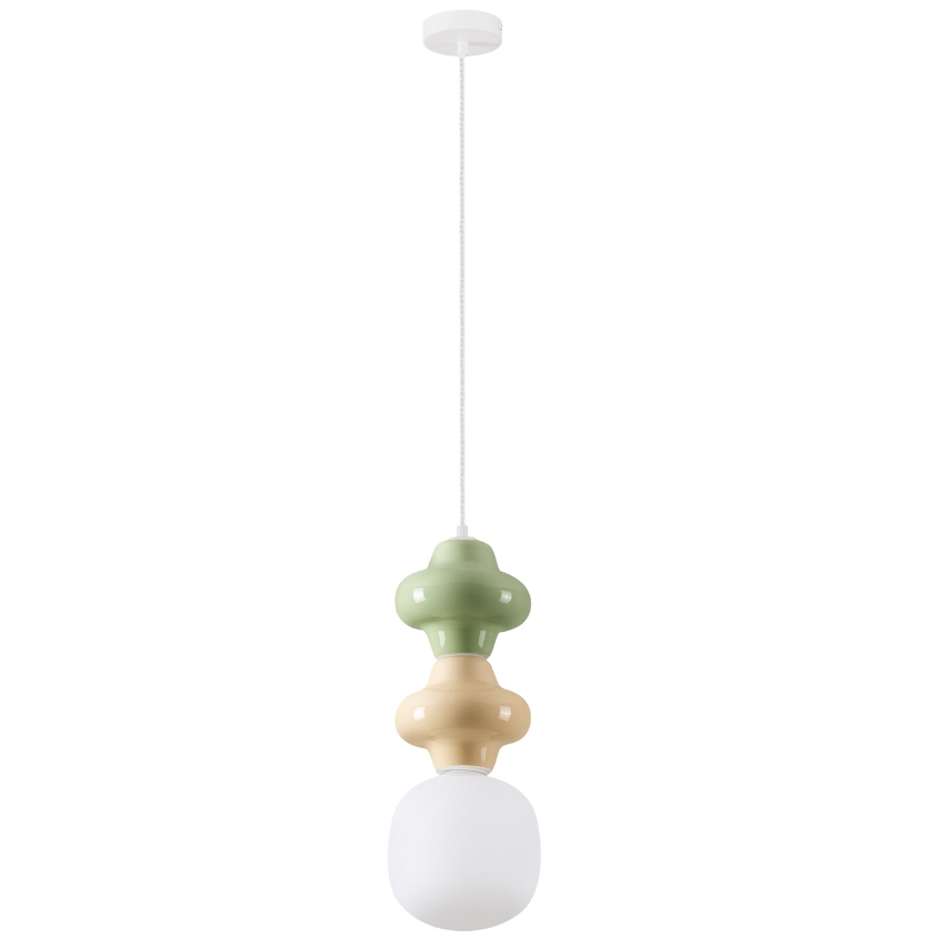 Zeleno-žluté závěsné světlo Nova Luce Clio 18 cm