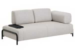 Kave Home Béžovošedá dvoumístná pohovka Compo 200 cm s malým stolkem