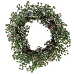 Bloomingville Zelený plastový dekorativní věnec Cedar 50 cm