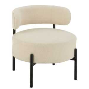 J-line Bílé bouclé křeslo Fluffy