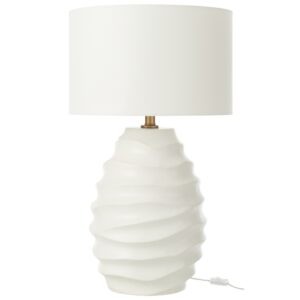J-line Bílá keramická stolní lampa Wave 68 cm
