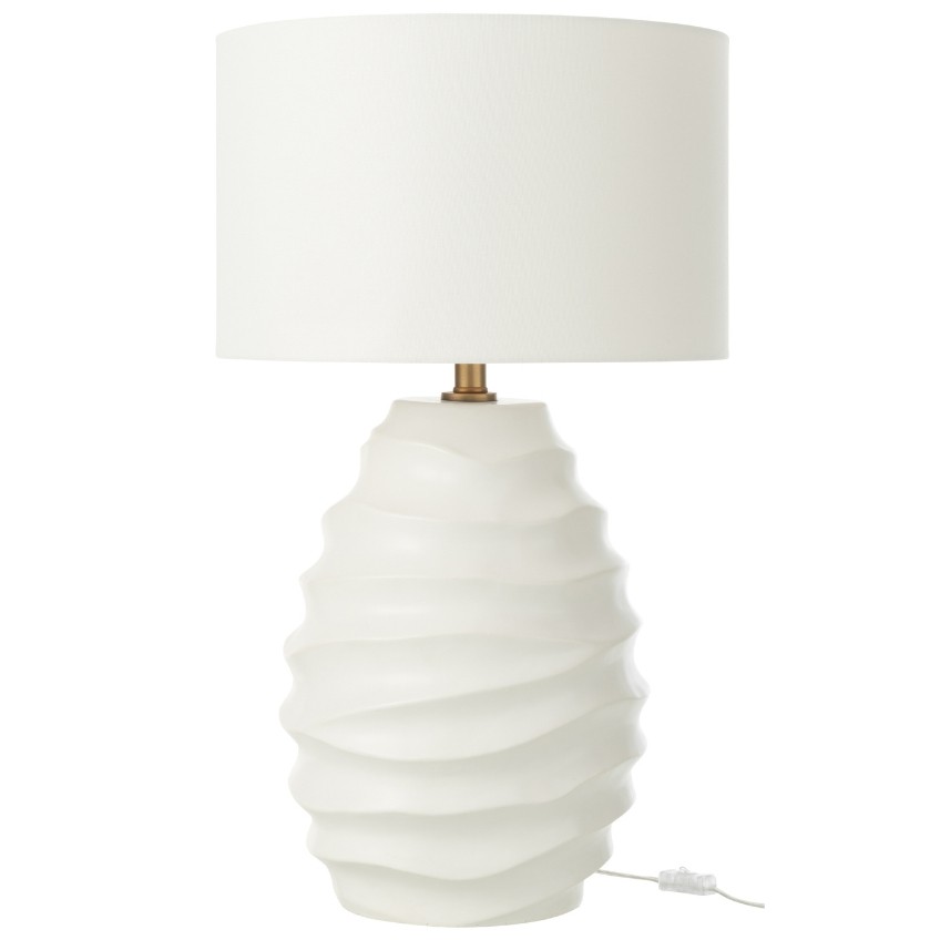 J-line Bílá keramická stolní lampa Wave 68 cm