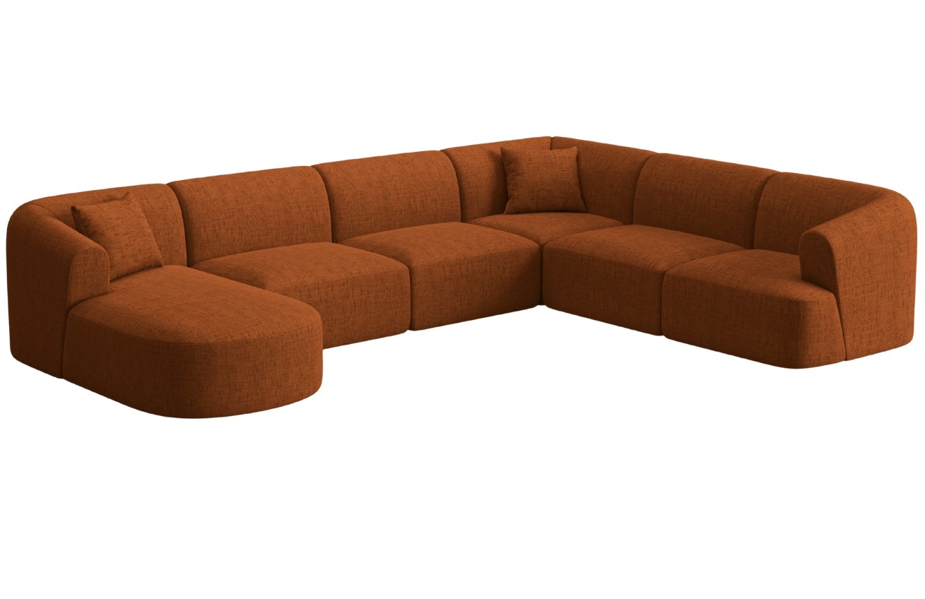 Cosmopolitan Design Terakotově oranžová čalouněná rohová pohovka Campi 330 cm