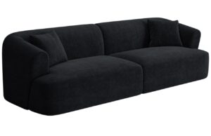 Cosmopolitan Design Černá manšestrová čtyřmístná pohovka Campi 255 cm