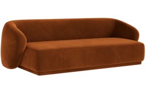 Maison Heritage Terakotově oranžová sametová trojmístná pohovka Jane 220 cm