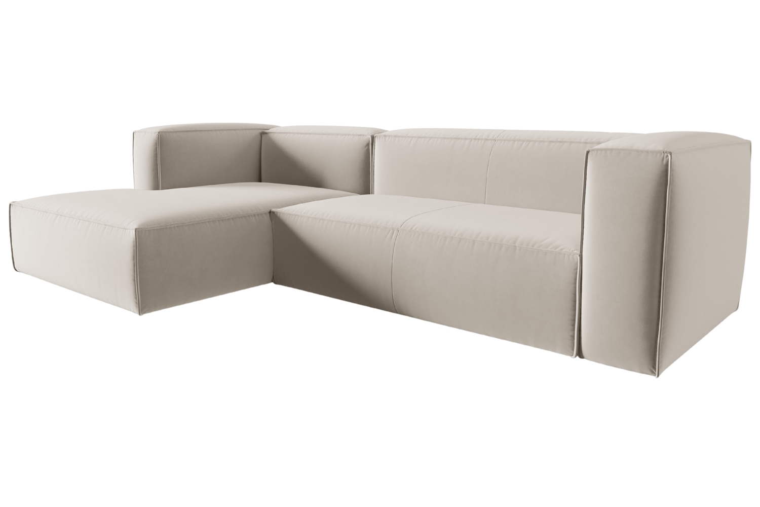 Cosmopolitan Design Světle béžová sametová rohová pohovka Mackay 282 cm