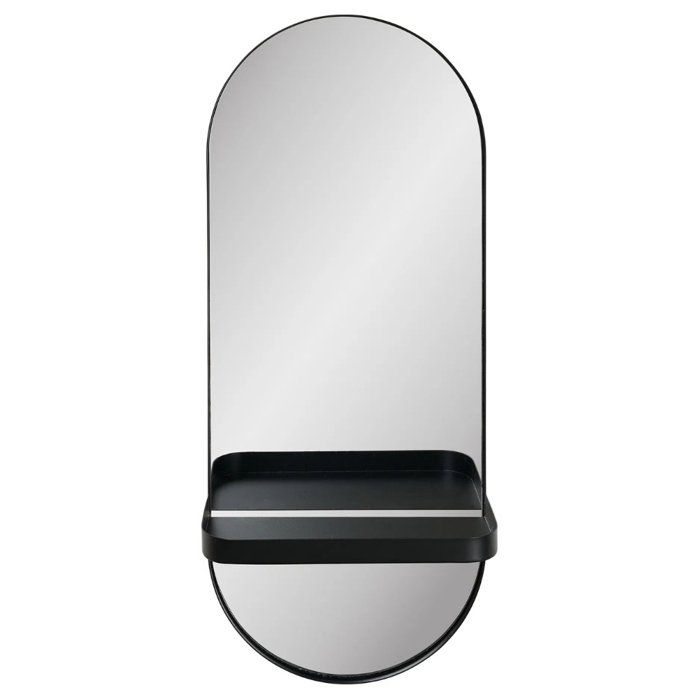 Nordic Living Černé závěsné zrcadlo Albia 60 x 25 cm