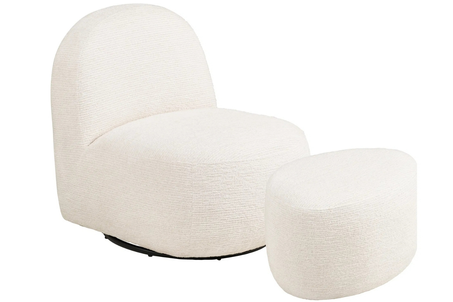 Nordic Living Bílé otočné křeslo Milio s podnožkou