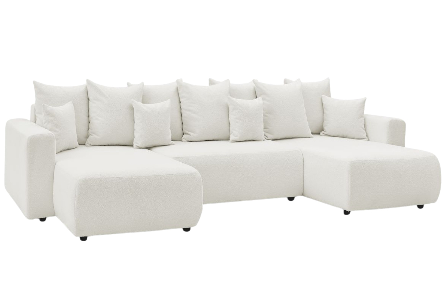 Bobochic Paris Bílá bouclé rohová rozkládací pohovka Envy 386 cm