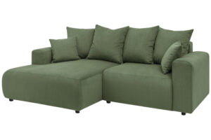 Bobochic Paris Zelená manšestrová rohová pohovka Enjoy 237 cm